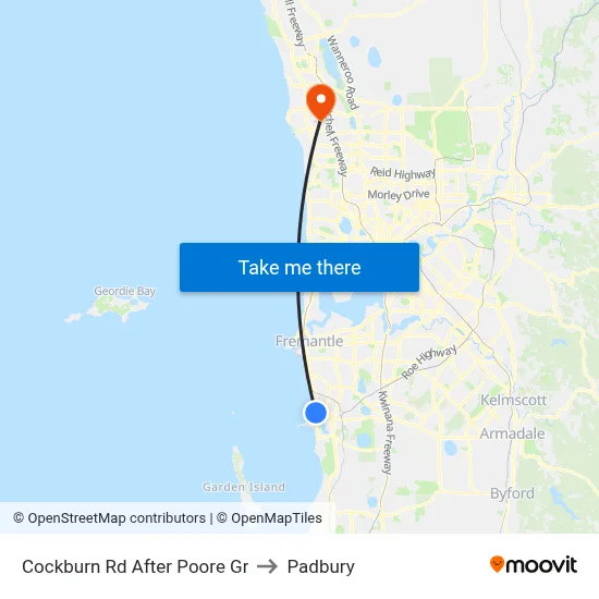 Cockburn Rd After Poore Gr to Padbury map