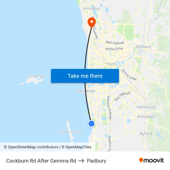 Cockburn Rd After Gemma Rd to Padbury map