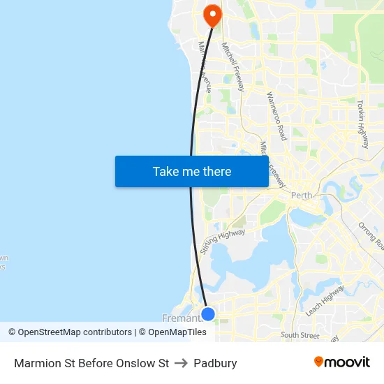 Marmion St Before Onslow St to Padbury map