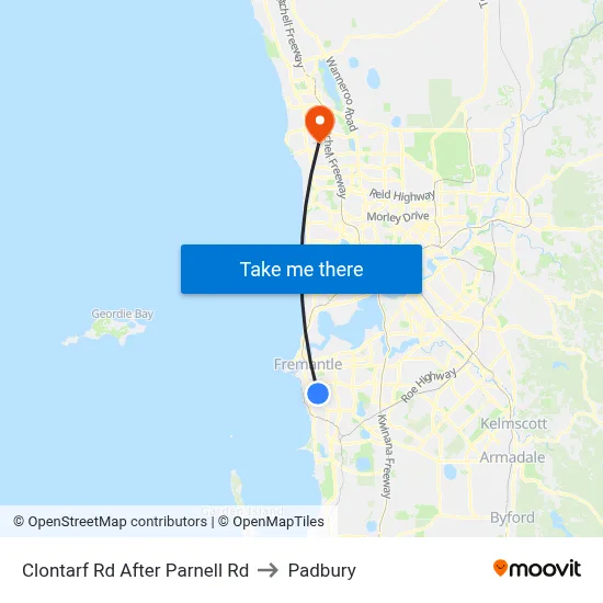 Clontarf Rd After Parnell Rd to Padbury map