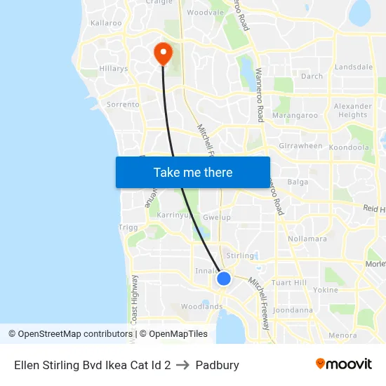 Ellen Stirling Bvd Ikea Cat Id 2 to Padbury map