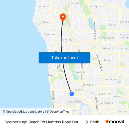 Scarborough Beach Rd Huntriss Road Cat Id 10 to Padbury map