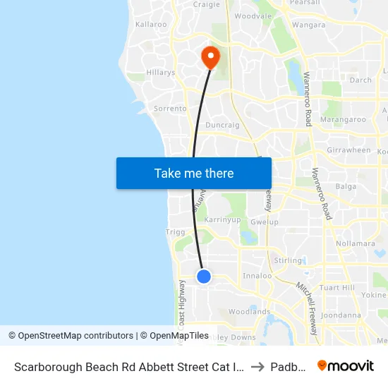 Scarborough Beach Rd Abbett Street Cat Id 16 to Padbury map