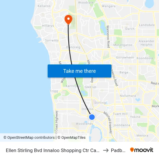 Ellen Stirling Bvd Innaloo Shopping Ctr Cat Id 4 to Padbury map