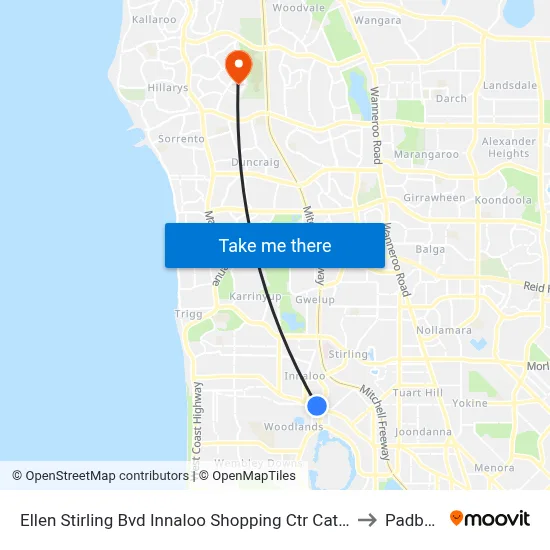 Ellen Stirling Bvd Innaloo Shopping Ctr Cat Id 35 to Padbury map