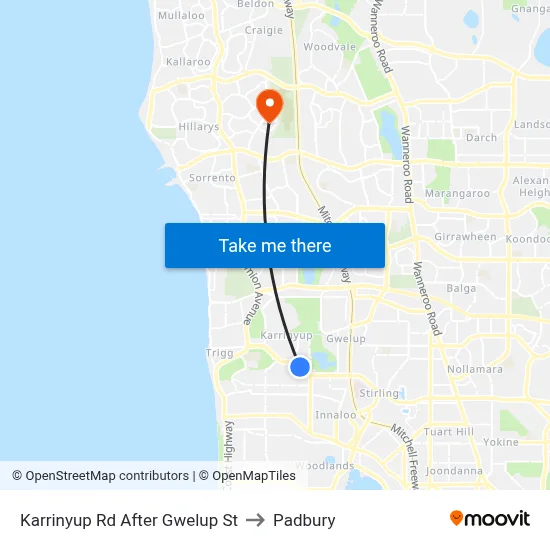 Karrinyup Rd After Gwelup St to Padbury map