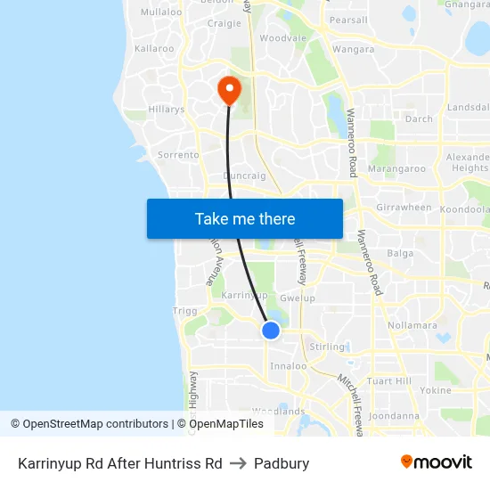 Karrinyup Rd After Huntriss Rd to Padbury map