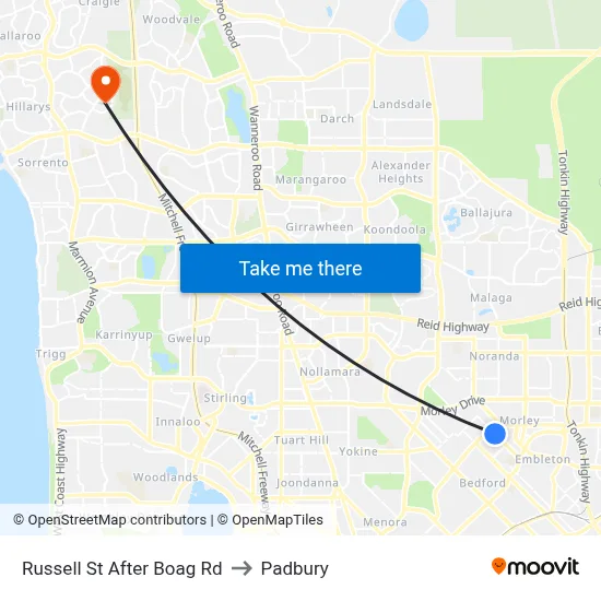 Russell St After Boag Rd to Padbury map