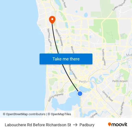 Labouchere Rd Before Richardson St to Padbury map