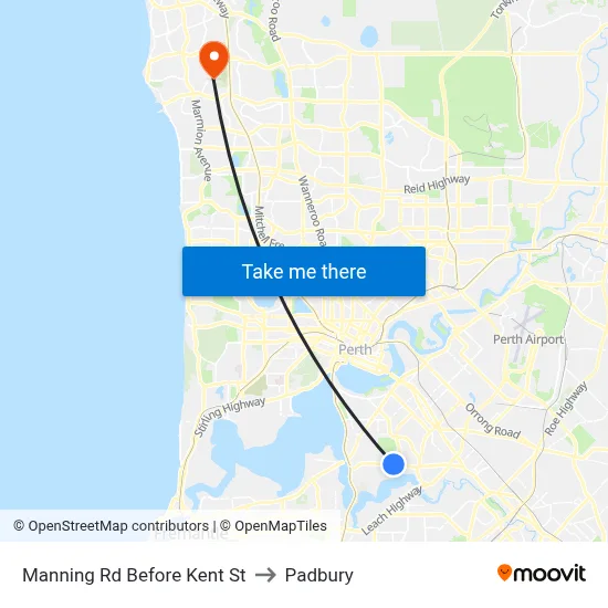 Manning Rd Before Kent St to Padbury map