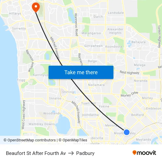 Beaufort St After Fourth Av to Padbury map