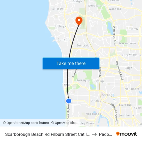 Scarborough Beach Rd Filburn Street Cat Id 21 to Padbury map