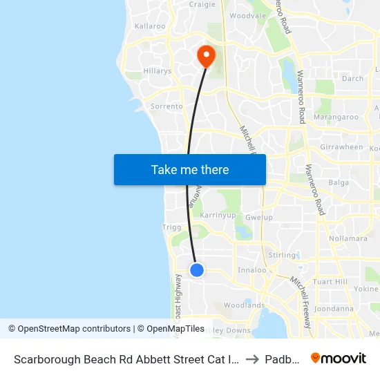 Scarborough Beach Rd Abbett Street Cat Id 24 to Padbury map