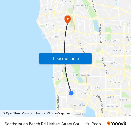 Scarborough Beach Rd Herbert Street Cat Id 27 to Padbury map