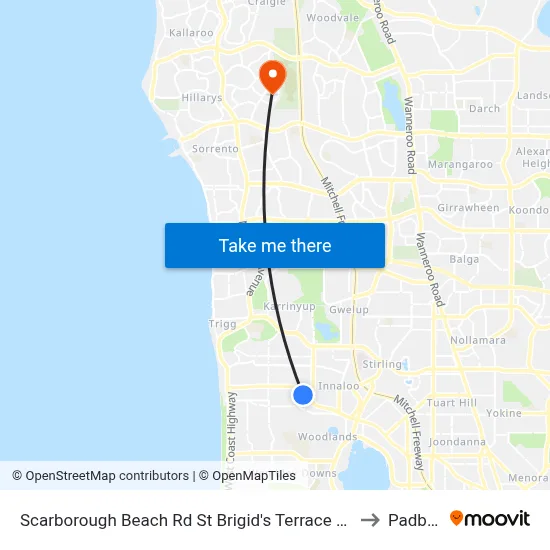 Scarborough Beach Rd St Brigid's Terrace Cat Id 29 to Padbury map