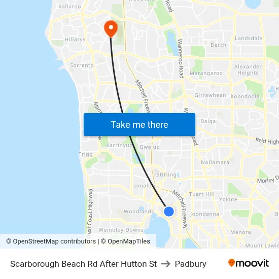 Scarborough Beach Rd After Hutton St to Padbury map