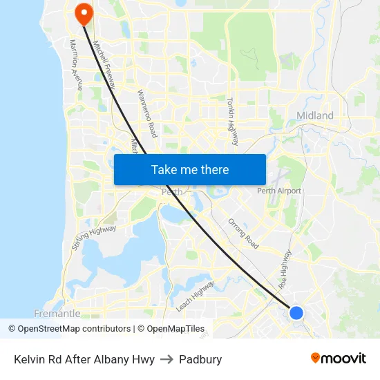 Kelvin Rd After Albany Hwy to Padbury map