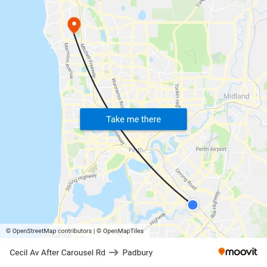 Cecil Av After Carousel Rd to Padbury map
