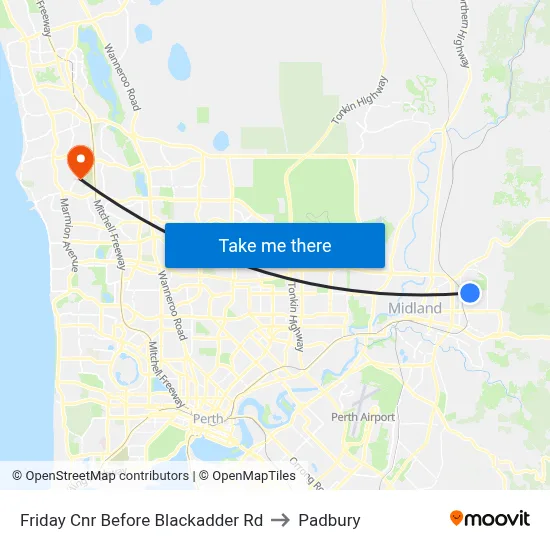 Friday Cnr Before Blackadder Rd to Padbury map