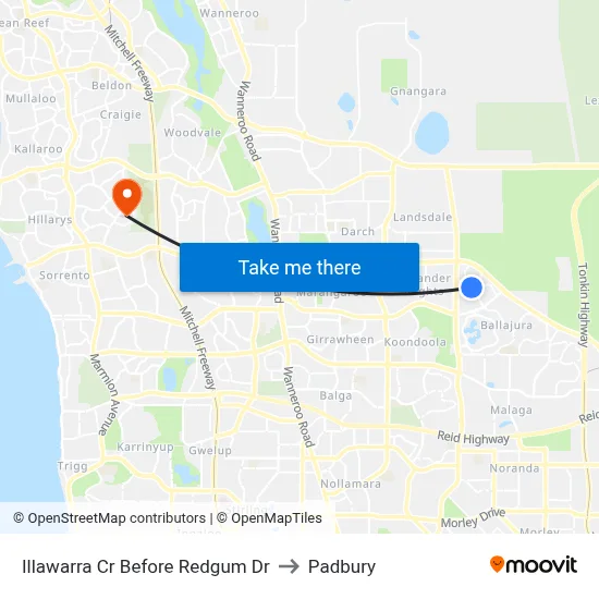 Illawarra Cr Before Redgum Dr to Padbury map