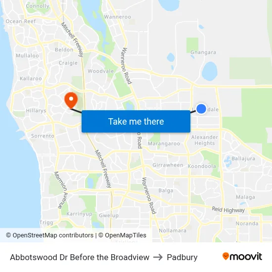 Abbotswood Dr Before the Broadview to Padbury map