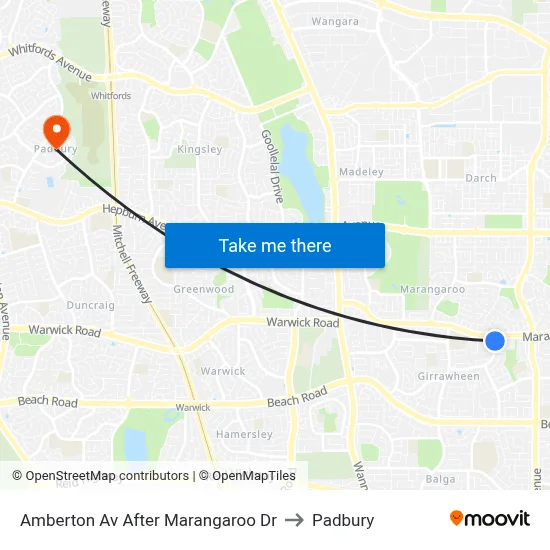 Amberton Av After Marangaroo Dr to Padbury map