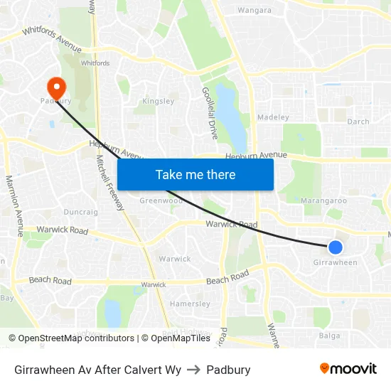 Girrawheen Av After Calvert Wy to Padbury map
