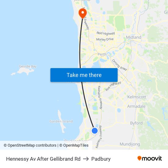Hennessy Av After Gellibrand Rd to Padbury map