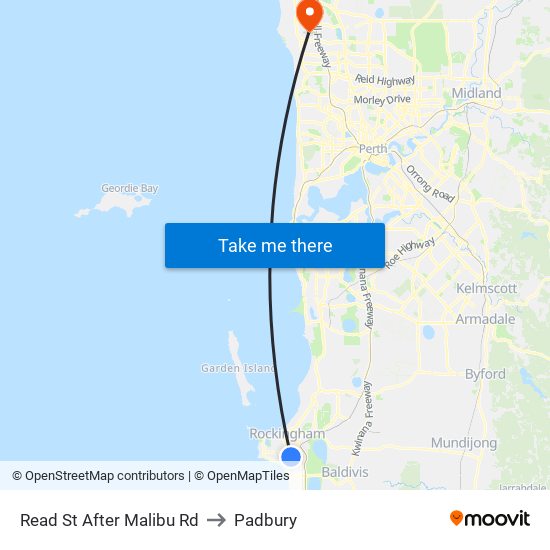 Read St After Malibu Rd to Padbury map