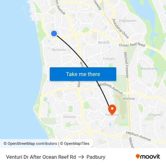 Venturi Dr After Ocean Reef Rd to Padbury map
