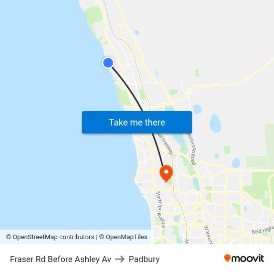 Fraser Rd Before Ashley Av to Padbury map