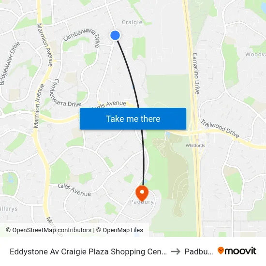 Eddystone Av Craigie Plaza Shopping Centre to Padbury map