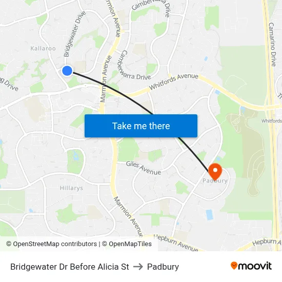 Bridgewater Dr Before Alicia St to Padbury map
