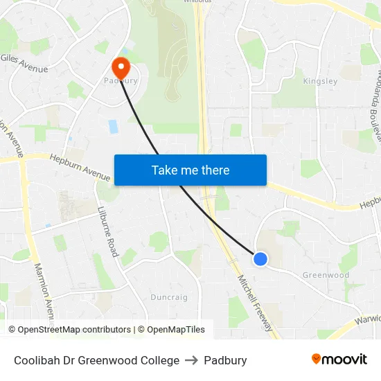 Coolibah Dr Greenwood College to Padbury map