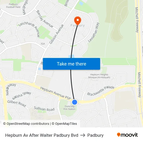 Hepburn Av After Walter Padbury Bvd to Padbury map