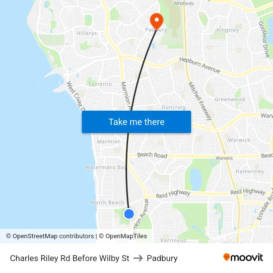 Charles Riley Rd Before Wilby St to Padbury map