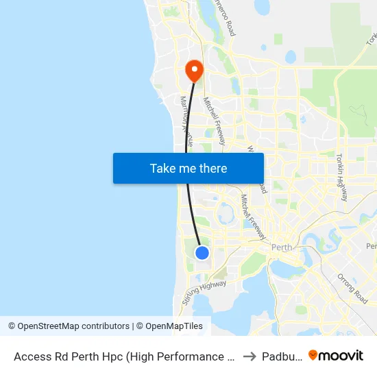 Access Rd Perth Hpc (High Performance Ctr) to Padbury map