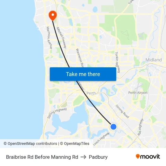 Braibrise Rd Before Manning Rd to Padbury map
