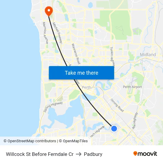 Willcock St Before Ferndale Cr to Padbury map