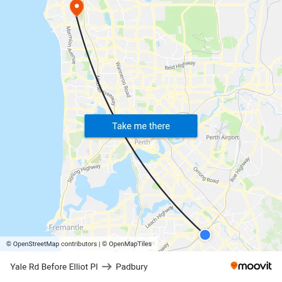 Yale Rd Before Elliot Pl to Padbury map