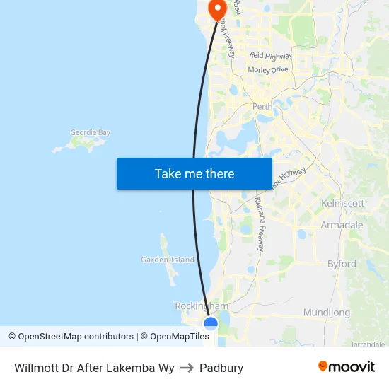 Willmott Dr After Lakemba Wy to Padbury map