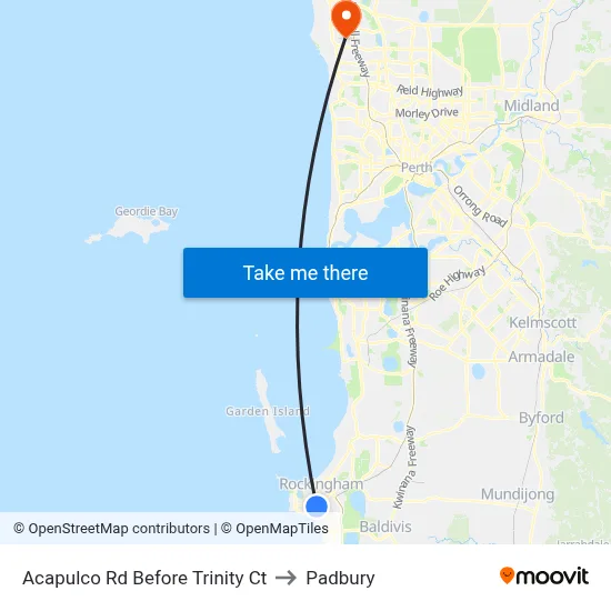 Acapulco Rd Before Trinity Ct to Padbury map