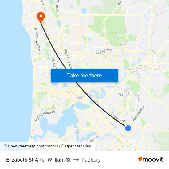 Elizabeth St After William St to Padbury map
