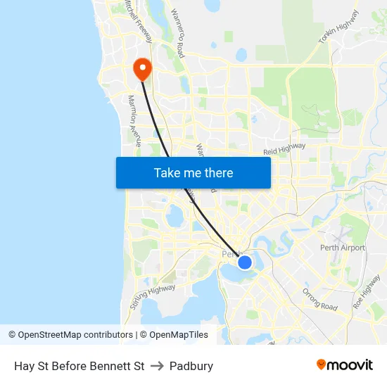 Hay St Before Bennett St to Padbury map