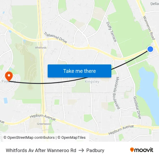 Whitfords Av After Wanneroo Rd to Padbury map