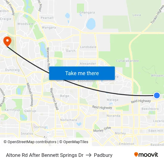Altone Rd After Bennett Springs Dr to Padbury map