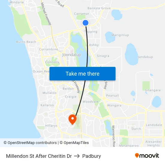 Millendon St After Cheritin Dr to Padbury map