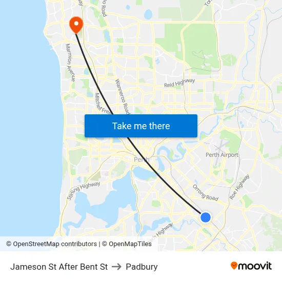 Jameson St After Bent St to Padbury map