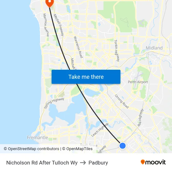 Nicholson Rd After Tulloch Wy to Padbury map