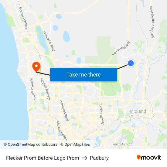 Flecker Prom Before Lago Prom to Padbury map
